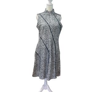 Tail Black and White Leopard Print Midi 1/4 Zip Golf Dress Size Medium